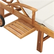 Pemberly Row Solid Teak Wood Sun Lounger with Adjustable Footrests in Cream