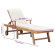 Pemberly Row Solid Teak Wood Sun Lounger with Adjustable Footrests in Cream