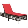 Pemberly Row PE Rattan Patio Sun Lounger Set with Cushions in Brown