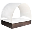 Pemberly Row Double Sun Lounger with Canopy and Cushions in Brown & White