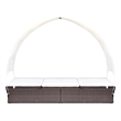 Pemberly Row Double Sun Lounger with Canopy and Cushions in Brown & White
