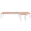 Pemberly Row Aluminum Sun Lounger Set of 2 with WPC in White & Brown