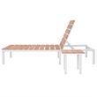 Pemberly Row Aluminum Sun Lounger Set of 2 with WPC in White & Brown