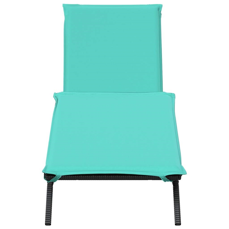 Pemberly Row Patio Poly Rattan Sun Lounger with Armrests in Black