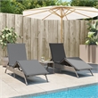 Pemberly Row PE Rattan 2-Seater Sun Lounger Set with Side Table in Gray