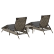Pemberly Row PE Rattan 2-Seater Sun Lounger Set with Side Table in Gray