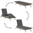 Pemberly Row PE Rattan 2-Seater Sun Lounger Set with Side Table in Gray