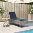 Pemberly Row Patio PE Rattan Height-Adjustable Sun Lounger in Gray