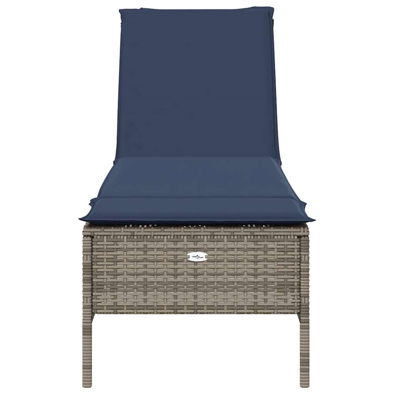 Pemberly Row Patio PE Rattan Height-Adjustable Sun Lounger in Gray