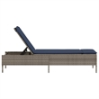 Pemberly Row Patio PE Rattan Height-Adjustable Sun Lounger in Gray