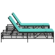 Pemberly Row PE Rattan Patio Sun Lounger Set with Side Table in Black