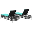 Pemberly Row PE Rattan Patio Sun Lounger Set with Side Table in Black