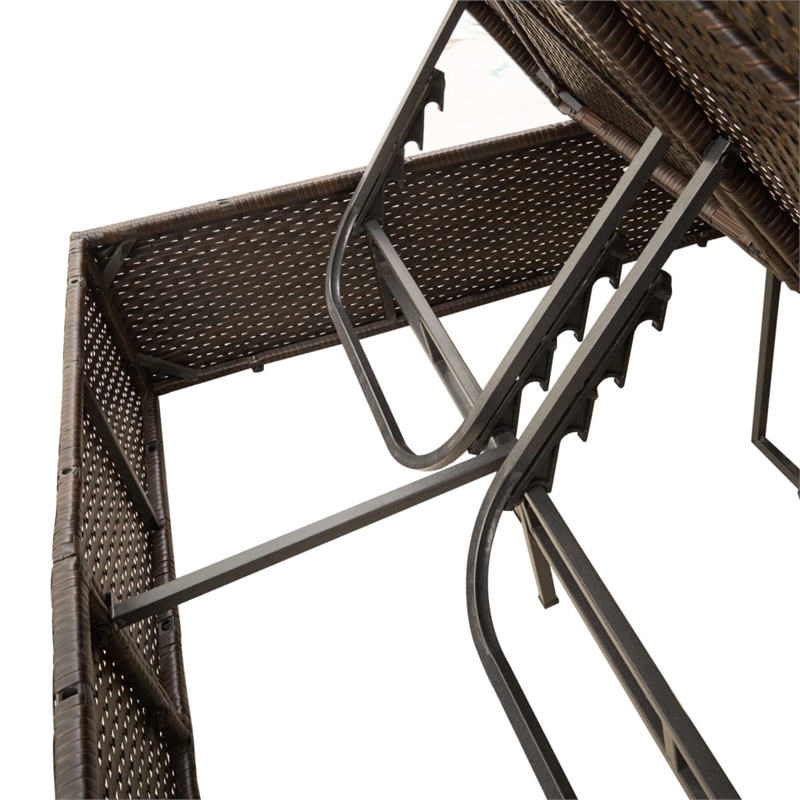 Pemberly Row Rattan Double Sun Lounger with Cushions and Parasol in Brown