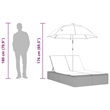 Pemberly Row Rattan Double Sun Lounger with Cushions and Parasol in Gray