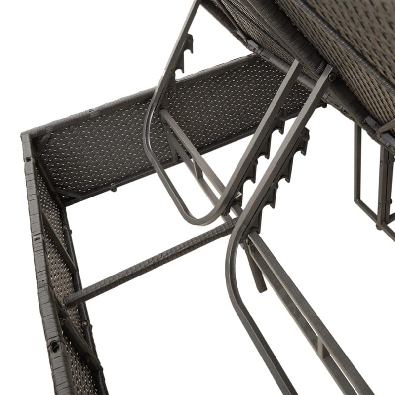Pemberly Row Rattan Double Sun Lounger with Cushions and Parasol in Black