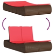 Pemberly Row Poly Rattan Double Sun Lounger with Padded Cushions in Brown