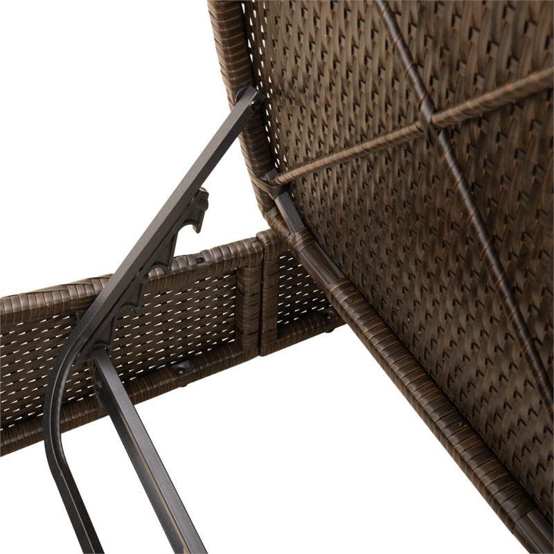 Pemberly Row Poly Rattan Double Sun Lounger with Padded Cushions in Brown
