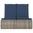 Pemberly Row Poly Rattan Double Sun Lounger with Padded Cushions in Gray