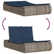 Pemberly Row Poly Rattan Double Sun Lounger with Padded Cushions in Gray
