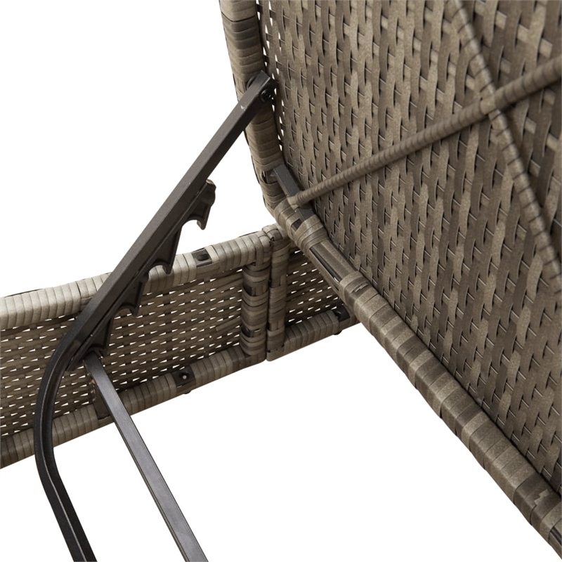 Pemberly Row Poly Rattan Double Sun Lounger with Padded Cushions in Gray