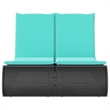 Pemberly Row Poly Rattan Double Sun Lounger with Padded Cushions in Black