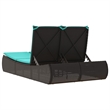 Pemberly Row Poly Rattan Double Sun Lounger with Padded Cushions in Black