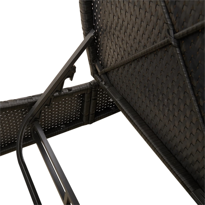 Pemberly Row Poly Rattan Double Sun Lounger with Padded Cushions in Black