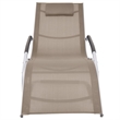 Pemberly Row Aluminum and Textilene Sun Lounger with Pillow in Taupe