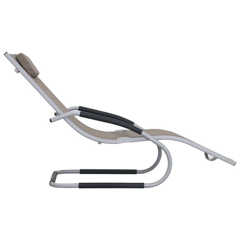Pemberly Row Aluminum and Textilene Sun Lounger with Pillow in Taupe