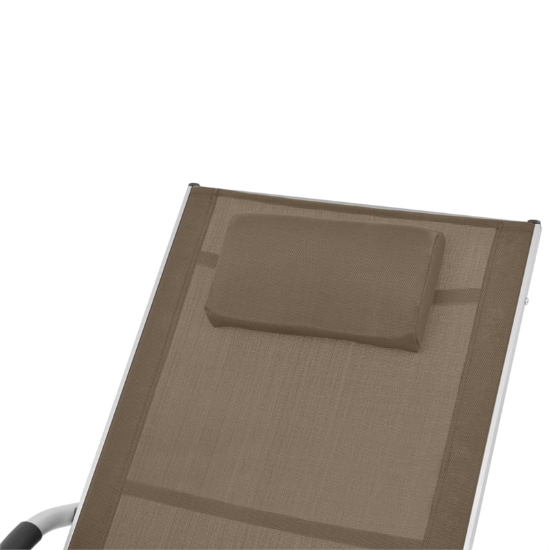 Pemberly Row Aluminum and Textilene Sun Lounger with Pillow in Taupe