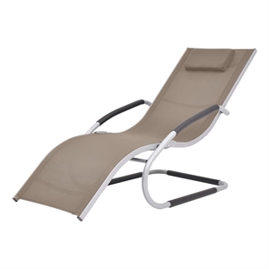 Pemberly Row Aluminum and Textilene Sun Lounger with Pillow in Taupe