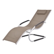 Pemberly Row Aluminum and Textilene Sun Lounger with Pillow in Taupe