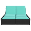 Pemberly Row Poly Rattan Double Sun Lounger with Steel Frame in Black