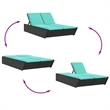 Pemberly Row Poly Rattan Double Sun Lounger with Steel Frame in Black