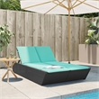 Pemberly Row Poly Rattan Double Sun Lounger with Steel Frame in Black