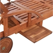 Pemberly Row Solid Acacia Wood Sun Lounger with Pull-Out Table in Natural