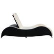 Pemberly Row Rattan Sun Lounger with Adjustable Back and Cushion in Black