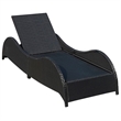Pemberly Row Rattan Sun Lounger with Adjustable Back and Cushion in Black