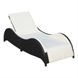 Pemberly Row Rattan Sun Lounger with Adjustable Back and Cushion in Black