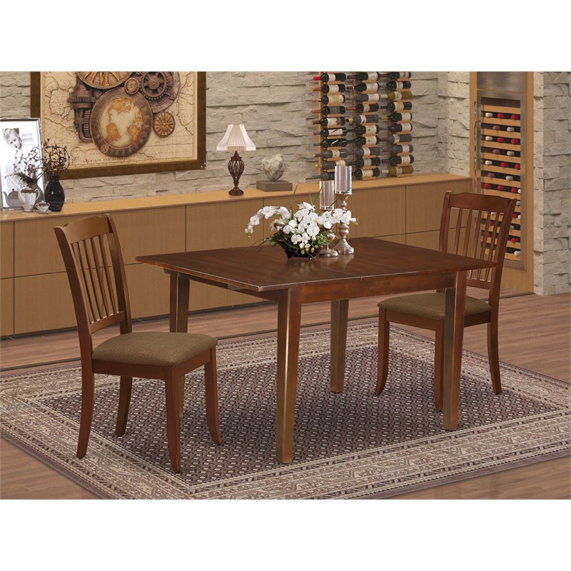 Pemberly Row 3-Piece Dining Set with Slatted Chairs in Mahogany Finish