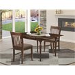 Pemberly Row 3-Piece Dining Set with Cushion Seats in Mahogany Finish