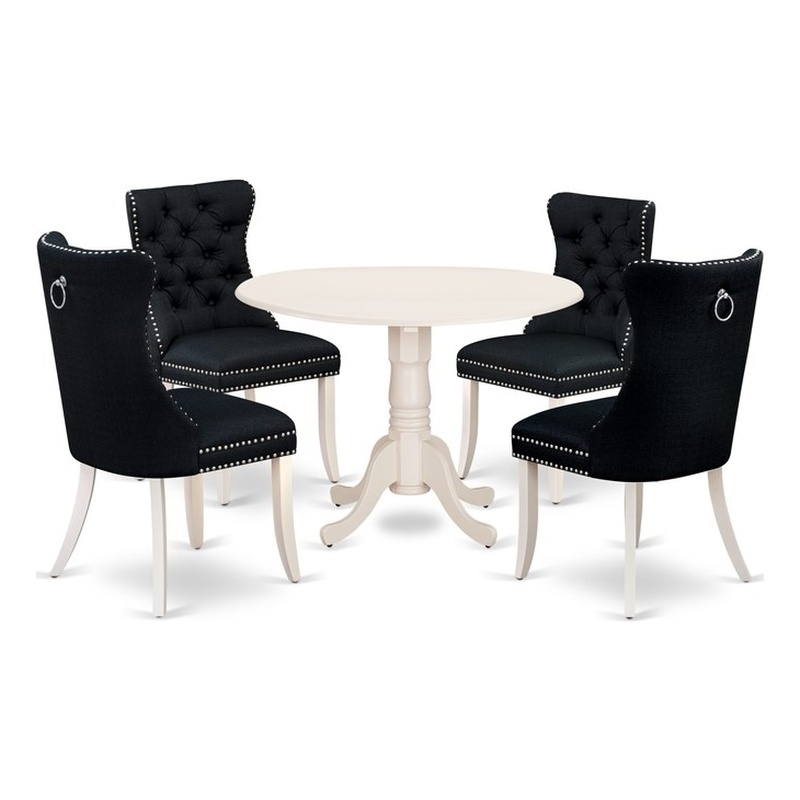 Pemberly Row 5-Piece Modern Dining Table Set in Linen White and Black