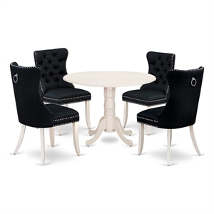 Pemberly Row 5-Piece Modern Dining Table Set in Linen White and Black