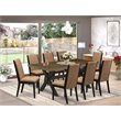 Pemberly Row 9-Piece Dining Set with Wood Table in Black/Light Sable