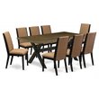 Pemberly Row 9-Piece Dining Set with Wood Table in Black/Light Sable