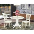 Pemberly Row 3-Piece Round Pedestal Dining Set in Linen White Finish