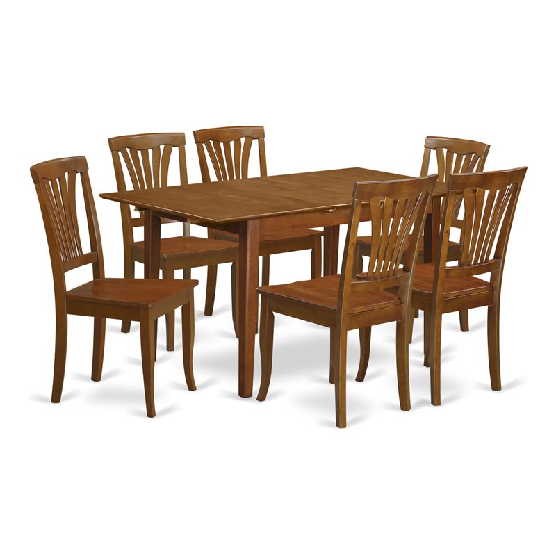 Pemberly Row 7-Piece Dining Set with Saddle Brown Wood Finish