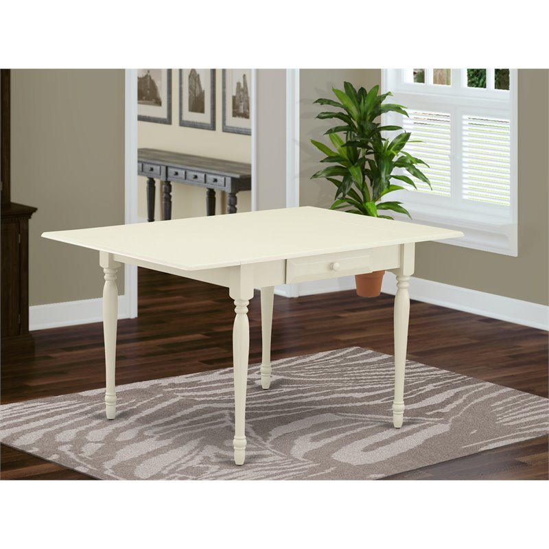 Pemberly Row Rectangular Wood Dining Table with Drop Leaves in Linen White