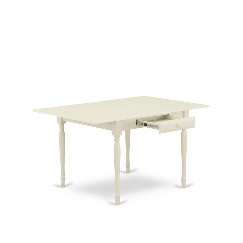 Pemberly Row Rectangular Wood Dining Table with Drop Leaves in Linen White
