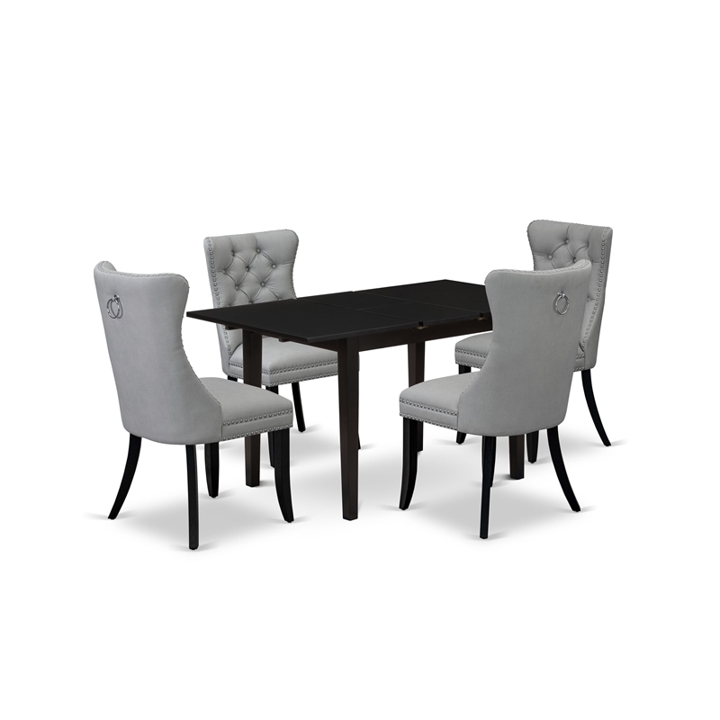 Pemberly Row 5-Piece Black Dining Set with Light Gray Faux Leather Chairs